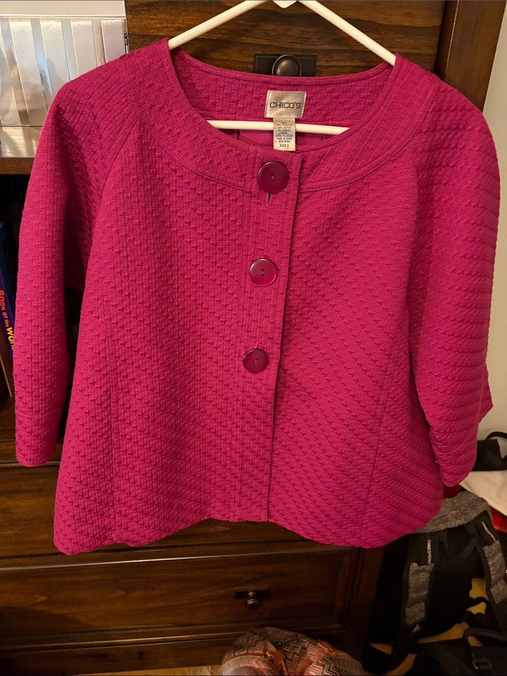 Chico's Women's Textured Button Cardigan - Fuchsia